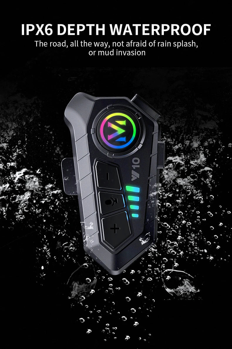 Y10 Motorcycle Helmet Bluetooth Headset 2000Mah Super Long Standby Wireless Hands-free Waterproof Motorbike Earphone