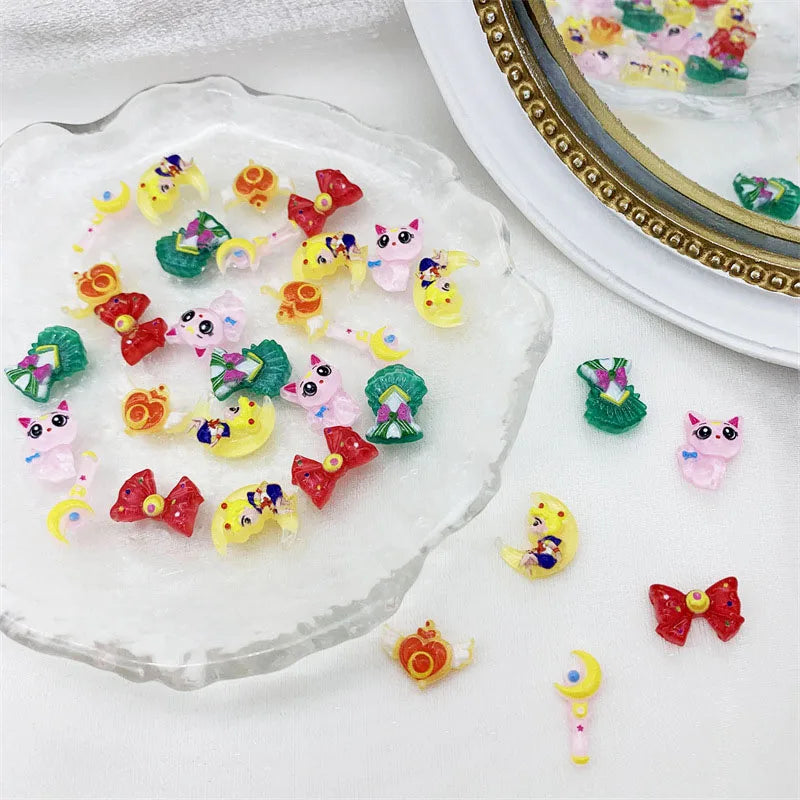 no.34  10/50pcs New cartoon nail accessories Cute stick resin accessories Wear nail accessories
