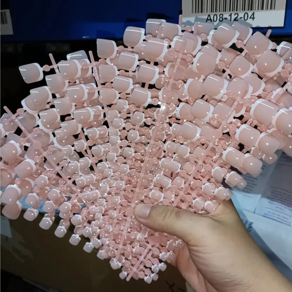 120pcs Square ToeNail Tips - Short French Tip Press On Toenails Pink Soft Gel Toe Nail Tips Full Cover Fake Toe Nail Extensions