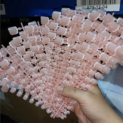 120pcs Square ToeNail Tips - Short French Tip Press On Toenails Pink Soft Gel Toe Nail Tips Full Cover Fake Toe Nail Extensions