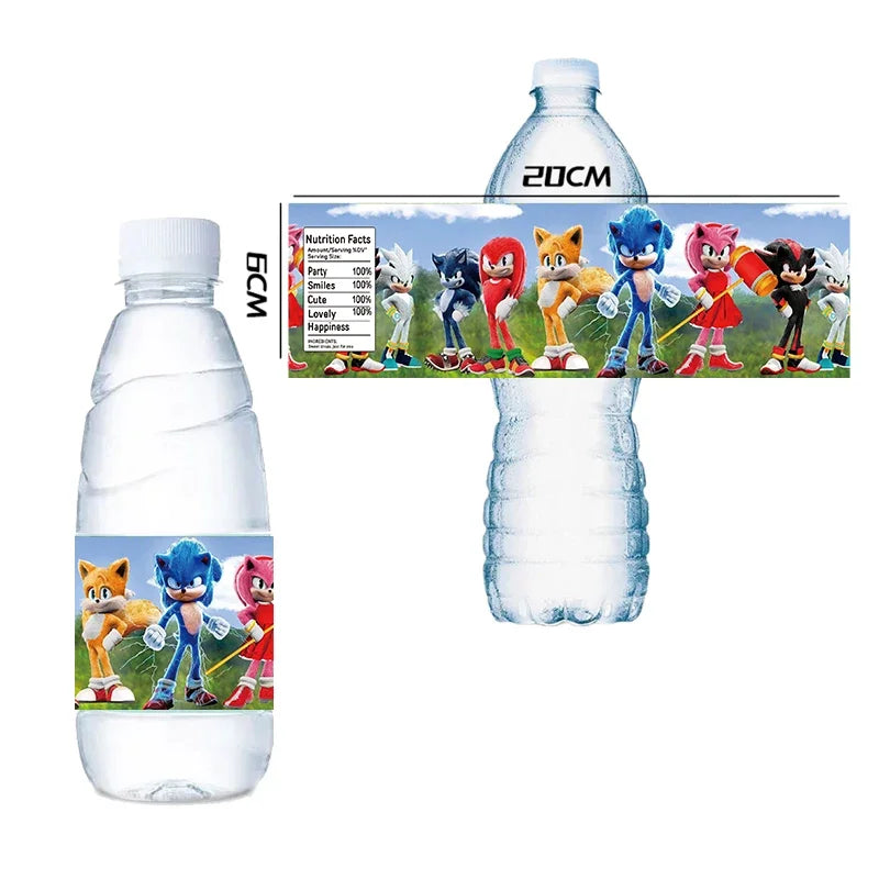 Bandai Sonic the Hedgehog Sticker Party Supplies Birthday Party Bottle Sticker Party Juice Cup Sticker Baby Party Decorations