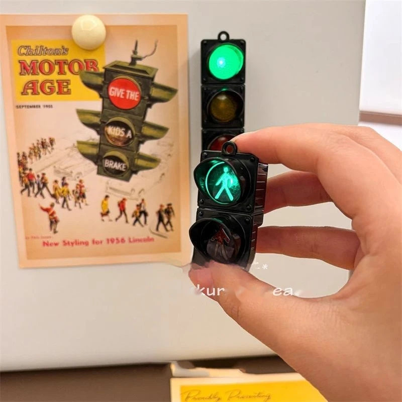 Miniature Simulation Traffic Light Fridge Magnet - Creative Home Decor Refrigerator Door Sticker With Lighting Feature