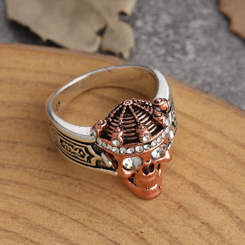 New Creative Crown Skull Ring Personality Double Color Ghost Head Men's Rings Fashion Trend Punk Party Jewelry Gift Wholesale