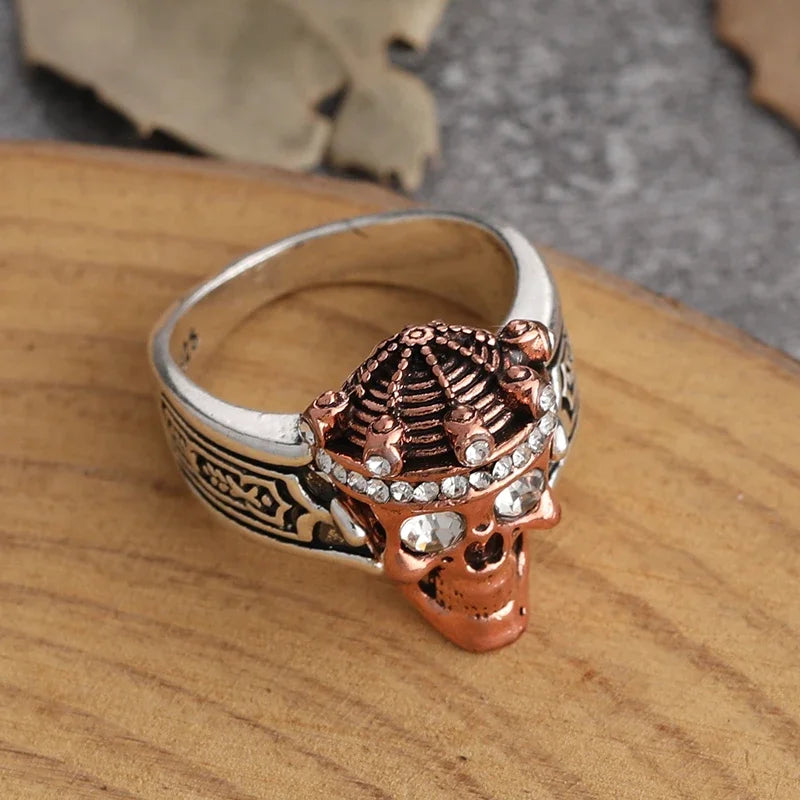 New Creative Crown Skull Ring Personality Double Color Ghost Head Men's Rings Fashion Trend Punk Party Jewelry Gift Wholesale