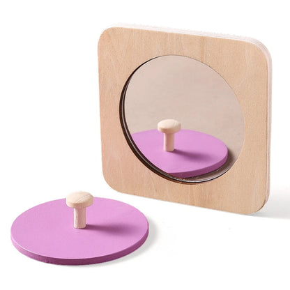 Baby Wooden Montessori Toys Mirror Tummy Time Infant Mirror Black White Contrast Visual Stimulation Sensory Development Toys