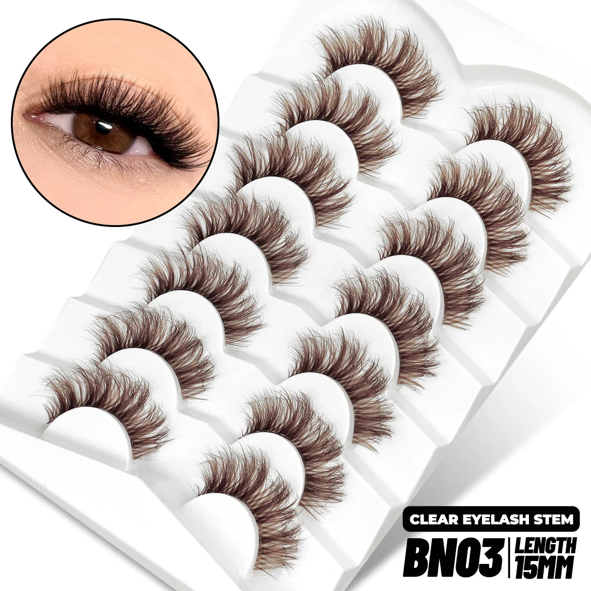 GROINNEYA Lashes 5/7 Pairs Wispy Mink Lashes Invisible Band Eyeashes Look Like Extensions Strip Lashes Natural Look Soft Fluffy