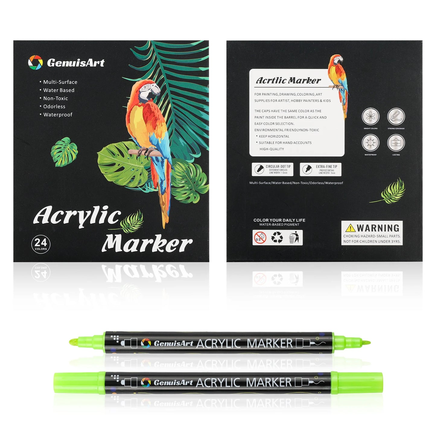 12/24/36/48/60/80 Colors Dual Tip Acrylic Paint Pens Markers Art Supplies for Wood, Rocks, Canvas, Glass, Ceramic, DIY, Graffiti