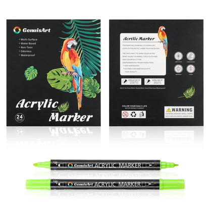 12/24/36/48/60/80 Colors Dual Tip Acrylic Paint Pens Markers Art Supplies for Wood, Rocks, Canvas, Glass, Ceramic, DIY, Graffiti