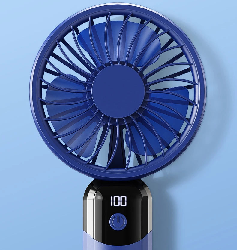 Portable Handheld Fan-LED Display Usb Fan, 6-Speed Wind, Rechargeable Portable Fan, Mini Fan for Home/Camping/Office