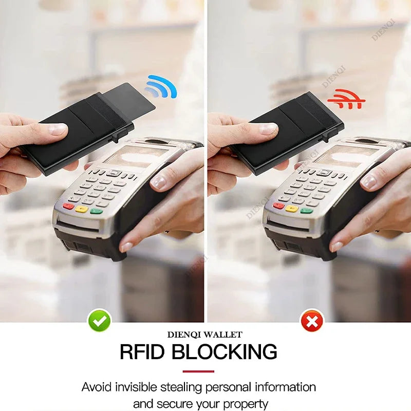 Rfid Blocking Pop Up Credit Card Holder Thin Mini Minimalist Slim Wallets Metal Cardholer Case Wallet for Men Carteras Choice
