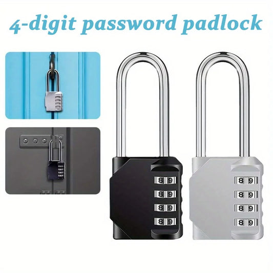 Combination Padlock Outdoor 4 Digit Long Shackle Waterproof Password Padlock Pad Lock For School Locker Gym Locker Fence Gate