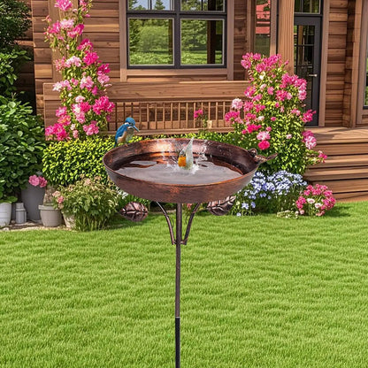 Standing Bird Bath, Bird Bath for Outdoor Garden Metal Bird Basin, Bowl, Water Bath for Birds, Antique Bird Bath, Winterproof