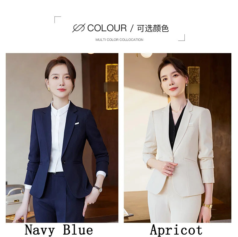 Ladies Office Work Wear Blazers Formal OL Styles Business Suits Pants and Jackets Coat Spring Autumn Professional Career Set