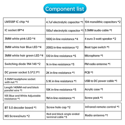 87.5-108MHZ FM Radio Stereo DIY Kit Amplifier Bluetooth Speaker Spectrum Electronic Fabrication DIY Electronic Kit