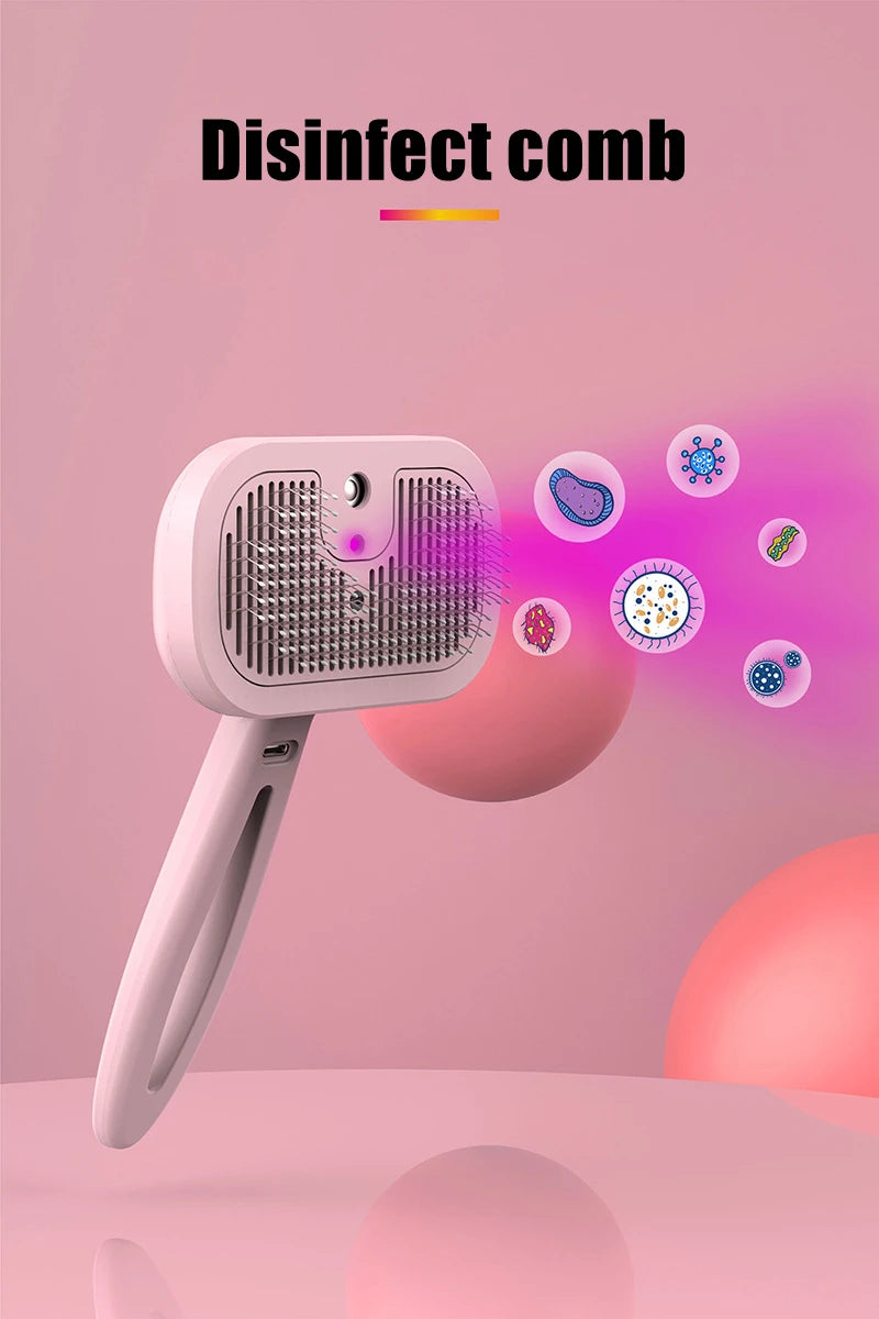Type-c Rechargeable Pet Spray Disinfection Self-cleaning Comb Pet Massage Comb Steam Brush for Hair Care