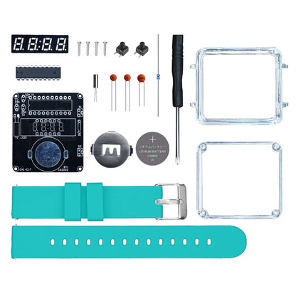DIY Electronic Watch Kit LED Digital Tube Display Creative Soldering Project Transparent Case 3V DIY Kit Electronic