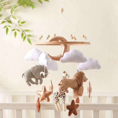 Baby Mobile Crib Bed Bell Musical Rattles Toys Soft Felt Cartoon Animal for Infants Nursery Mobiles Forest Animals Crib Toys