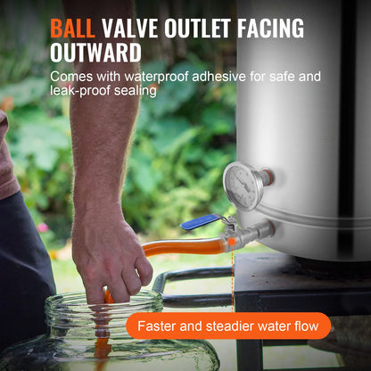 VEVOR Stainless Steel Kettle 16 GALLON Brewing Pot Tri Ply Bottom for Beer Brew Kettle Pot Home Brewing Supplies Includes Lid