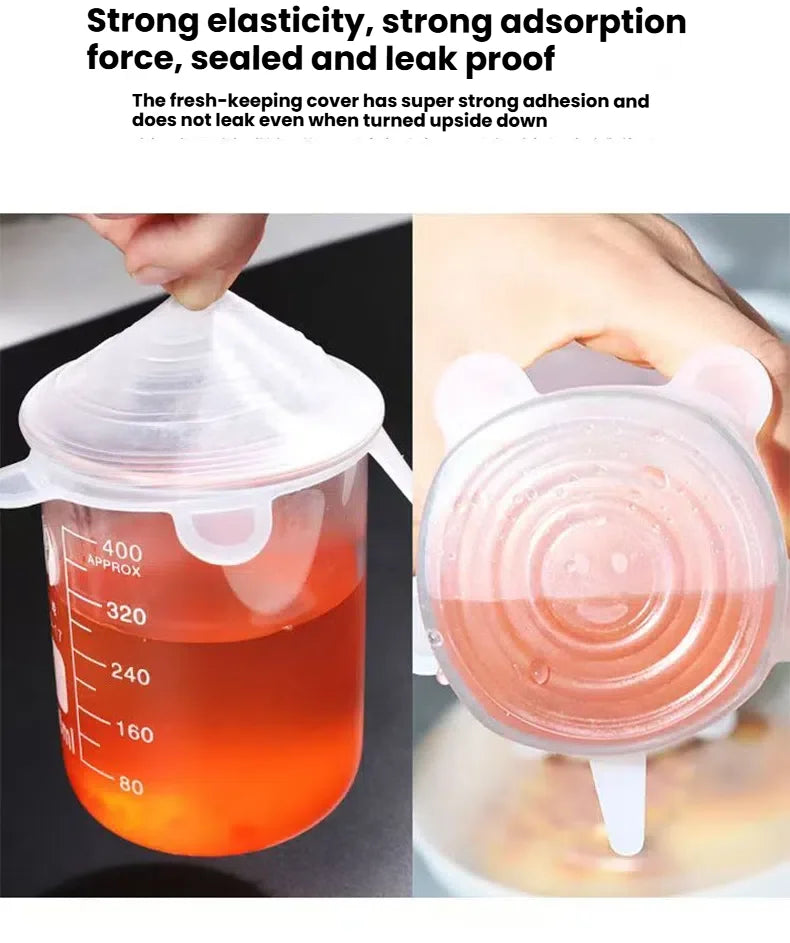 6Pcs Six-Piece Set of Fresh-Keeping Lids, Silicone Sealing Lids, Silicone Crisper Lids, Smiley Face Sealing Lids, Fresh-Keeping Lids