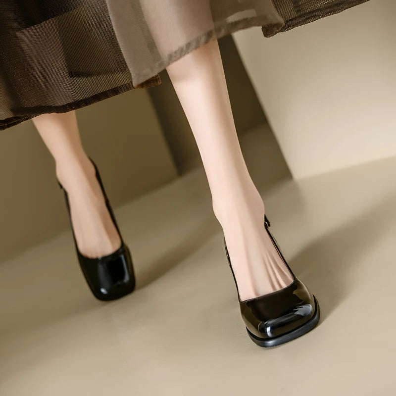 Fashion Slingback Sandals Shoes Women Block Heels Close Toe Party Office Shoes Ladies Elegant Short Heeled Silver Mules Shoes