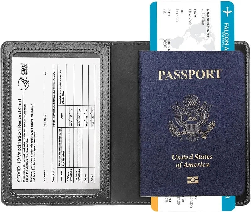 Passport Holder Cover Wallet Travel Essentials RFID Blocking Leather Card Case International Travel Must Haves Travel Accessorie