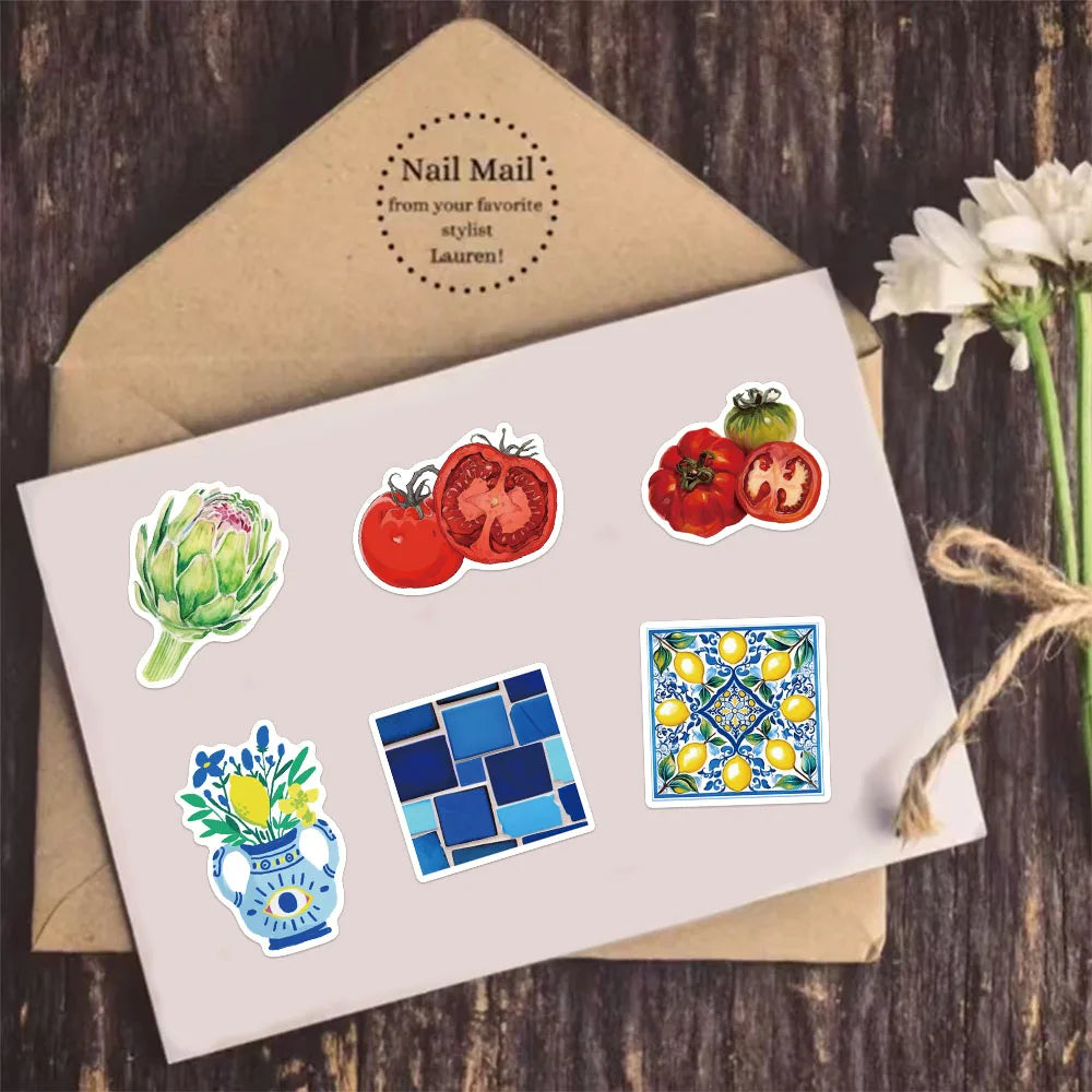 50PCSMediterranean Tomato Stickers iPad Phone Cases Handbooks Water Cups Desktop Puzzle Toy Stickers