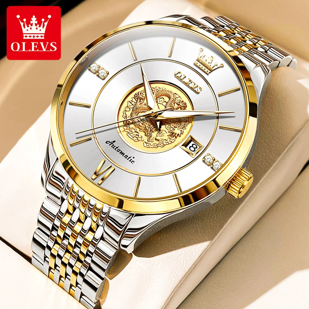 OLEVS brand watch Xianglong relief fully automatic mechanical watch men's watch men's watch 6693