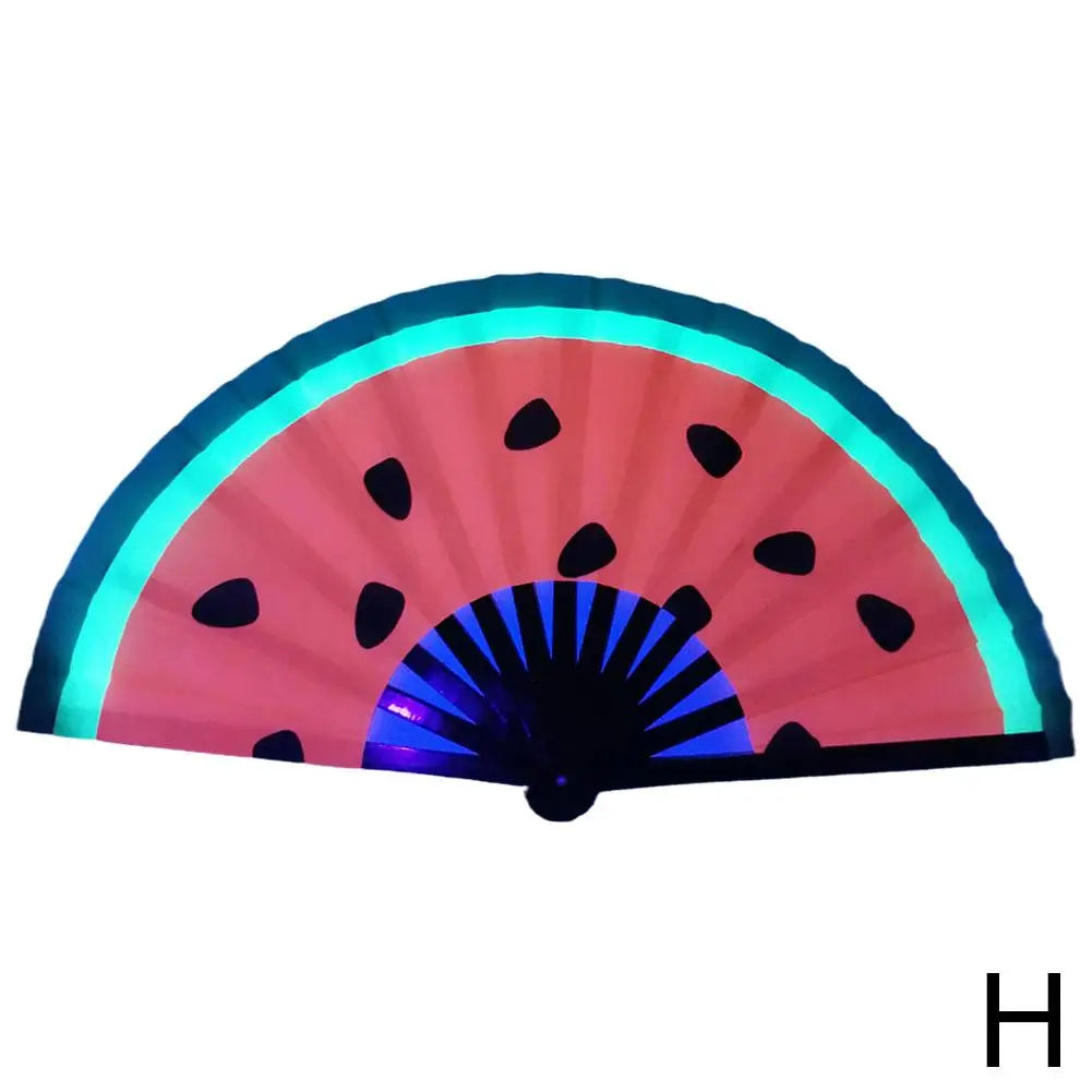 33cm Large Folding Hand Rave Fan Chinease/Japanese Gifts Fan Dance Music Colorful Fan Festival Fan Gradient Reflective Fold