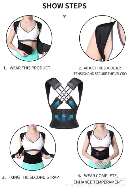 Posture Back Brace Adjustable Back Support Strap to Prevent Spinal Distortion and Hunchback for Men Women corrector de postura