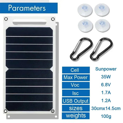Sunpower Portable 5V 35WSolar Panel with USB Safe Stabilize Charger for Phone Power Bank Outdoor Camping Home RV Gift Use