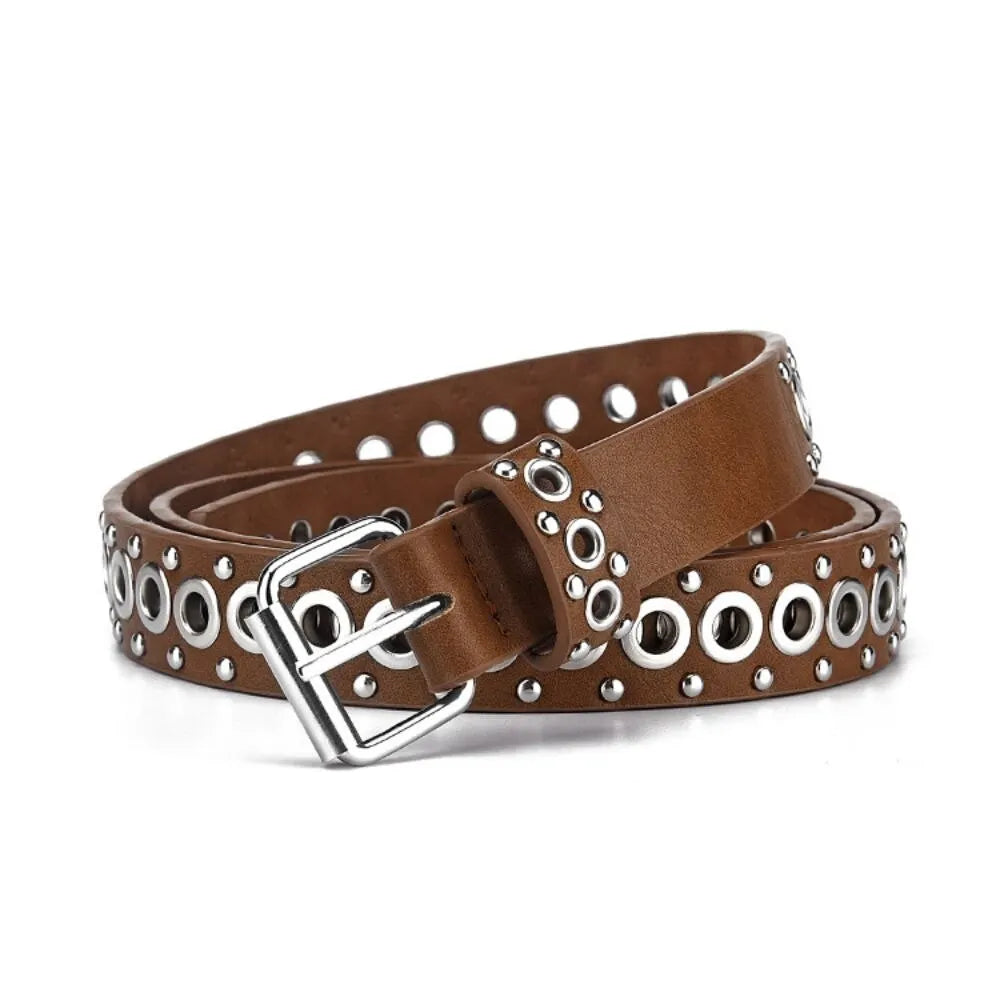 Women's Belt Fashionable Rivet Thin Belt Personalized Needle Buckle Belt Street Trend Punk HipHop Style Y2K Belt With Jeans Belt