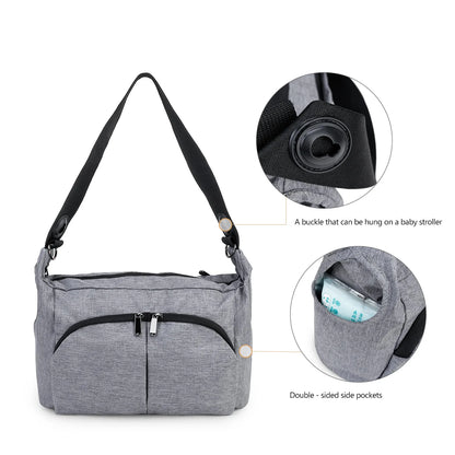 One-shoulder portable mommy bag, portable stroller bag with a pair of hooks, multi-functional mother and baby travel bag