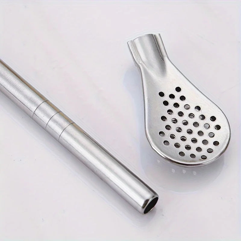 Straw Spoon Multi-purpose Stainless Steel Straw Spoon Juice Milk Tea Spoon Cute Creative Coffee Stirring Spoon