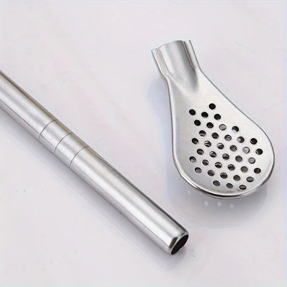 Straw Spoon Multi-purpose Stainless Steel Straw Spoon Juice Milk Tea Spoon Cute Creative Coffee Stirring Spoon