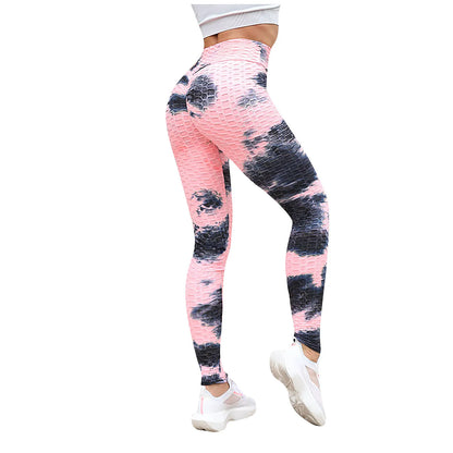 Yoga Pants Tie Dye Seamless Leggings Push Up Women Sports Fitness Contour Yoga Running Pants Elastic Nylon Tights Legging