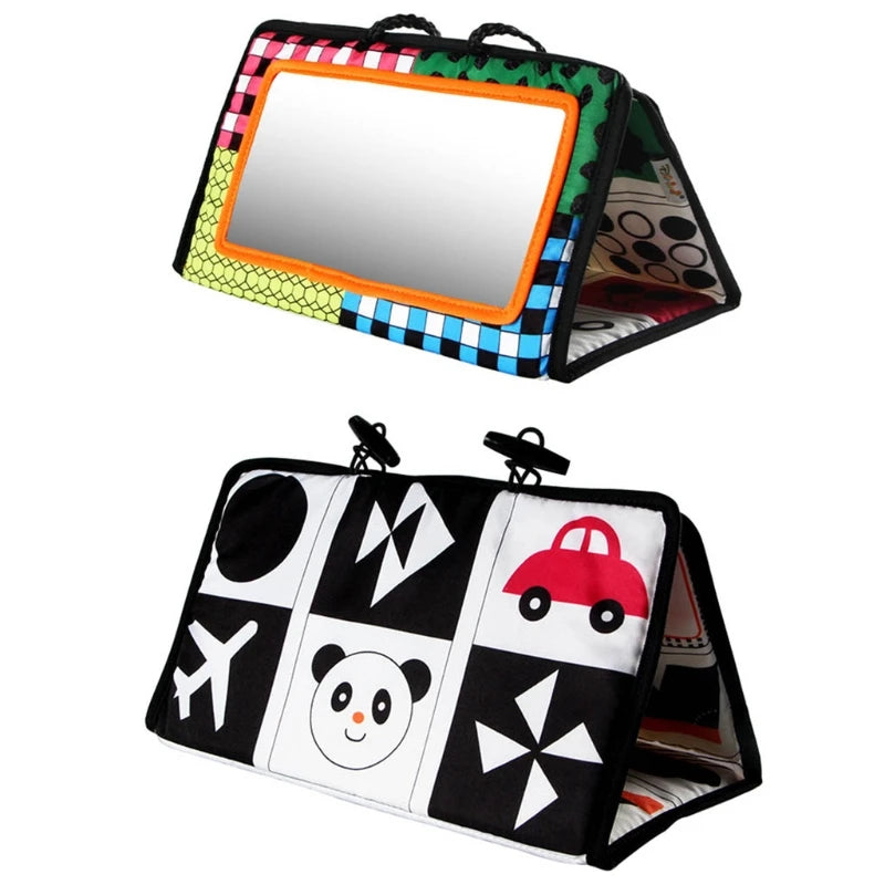 Infant Baby Car for Seat Back Hanging Folding Mirror Travel Portable Cartoon Patterns Toddlers Learning Cognitive High