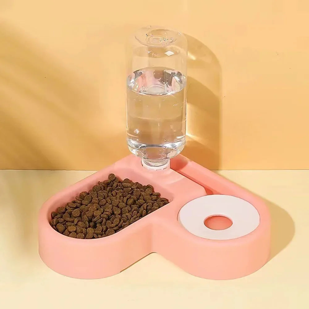 Automatic Water Bowl Feeder with Dispenser - Corner Pet Food Dish Moisture-Proof Drinking & Feeding Bowl for Dogs and Cats