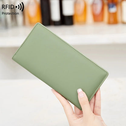 RFID Blocking Ultra-Thin Wallet for Women, Multi-Card Check Credit Card Bag, Multi-functional Zipper Buckle, Long Fashion wallet