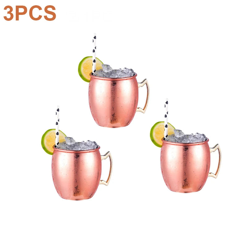 1-3pcs 550ml Hammered Copper Plated Moscow Mule Mug Beer Cup Coffee Cup Mug Copper Plated Canecas Mug Travel Mug Champagne Party