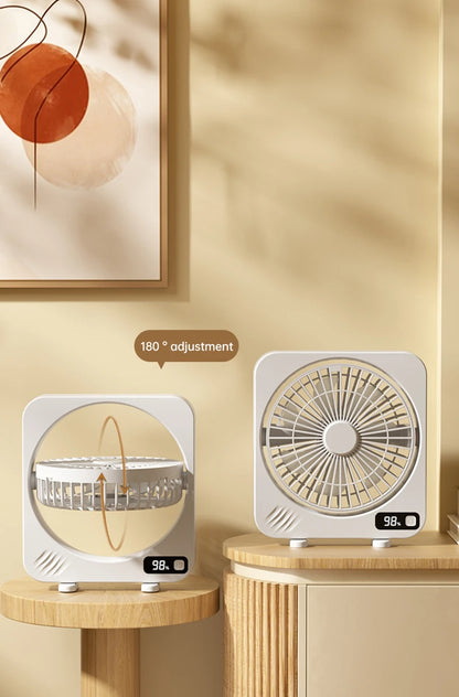 Electric Fan Portable Usb Charging Cycle Electric Fan Table Fan Digital Display 5-speed Desktop Small Fan Office Camping