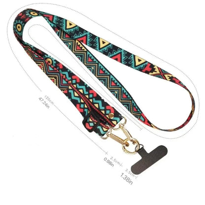 Mobile Phone Clip Antilost Retro Pattern Strap Crossbody Long Straps Adjustment Length Hanging Universal Neck Lanyard for iPhone