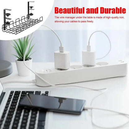 Cable Management Box Under Desk Cable Organizer Storage Shelf Desk Wire Management Cable Tray Under Desk No Drill Metal Rack For