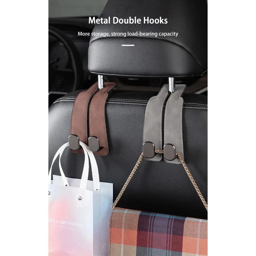 2 in 1 Car Hook For Car Rear Seat Back Hooks Headrest Hanger Clip Universal Double Hooks Holder Storage Car Interior Accessories
