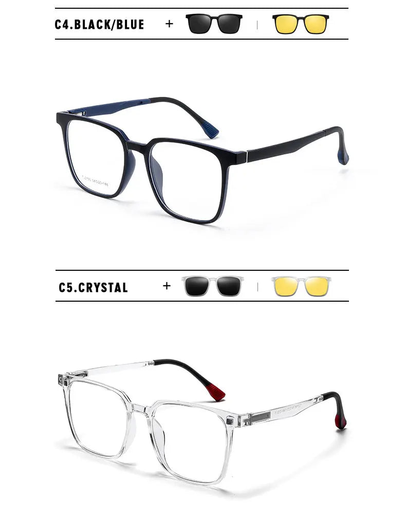 Magnetic Clip on Optical Myopia Glasses For Men Women Polarized Sunglasses Prescription Reading Glasses Blue Light Glass #TJ2190