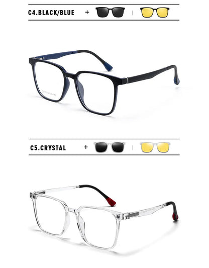 Magnetic Clip on Optical Myopia Glasses For Men Women Polarized Sunglasses Prescription Reading Glasses Blue Light Glass #TJ2190