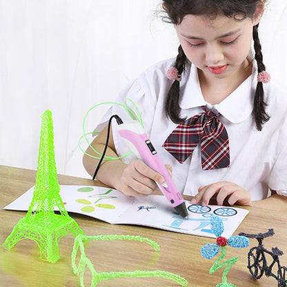 2023 Handwork 3D Pen 3d Printing Pen DIY Drawing Pens PLA Filament Birthday Christmas Gift For Kids Children with Power Adapter