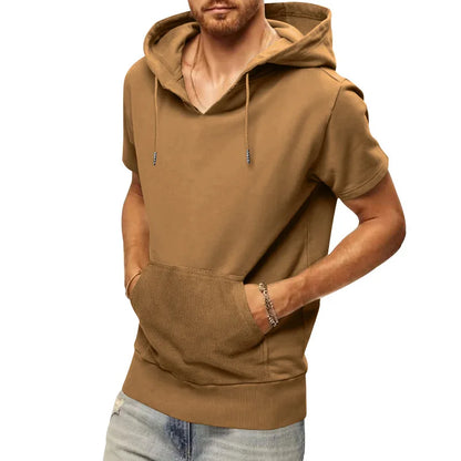 2024 Amazon New Men's Athleisure European and American Hooded Loose Short Sleeves
