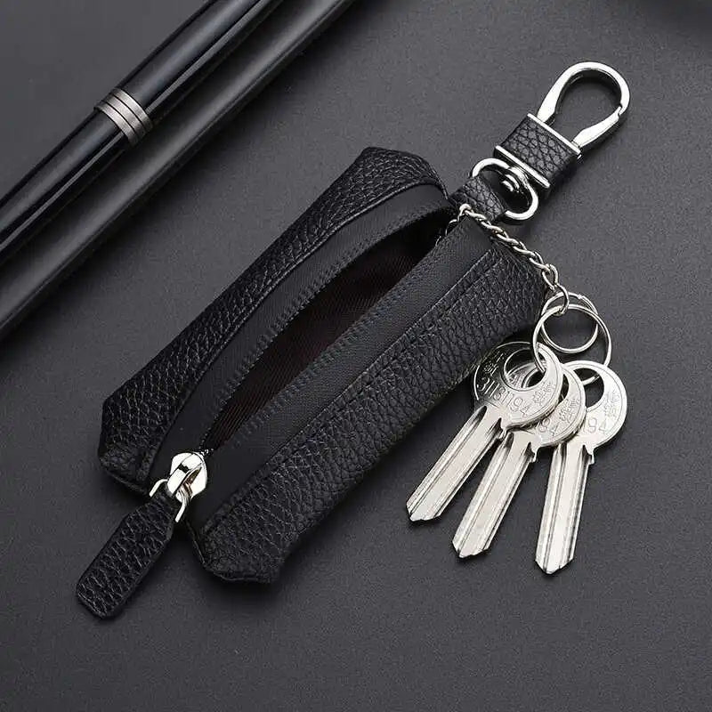 Unisex PU Leather Key Case for Car Key Wallet Pocket Key Holder Organizer Pouch Key Organizer Large Capacity Zipper Key Bag