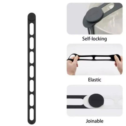 3Pcs Stretchable Silicone Lid Straps Leak-Proof Splash-Proof Lid Fixing Band Reusable Crock Pot Lid Elastic Dishes