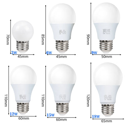 3W 6W 9W 12W 15W 18W LED Bulb Lamps E27 Lampada LED Light Bulb AC 220V-240V Smart IC High Brightness Bombilla Lamp Spotlight